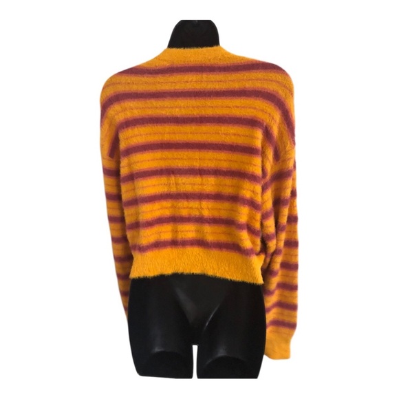 levi’s orange pink stripe fuzzy cardigan sweater size small brand new - Picture 12 of 12